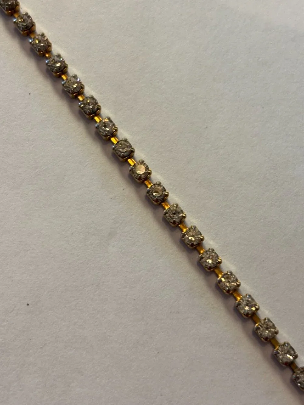 Vintage Gold Tone Cup Chain Rhinestone Tennis Bracelet
